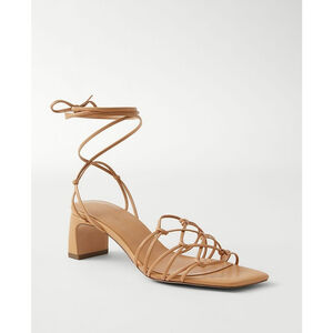NWOT Ann Taylor Women's Knotted Leather Strappy Sandals Beige Size 8.5